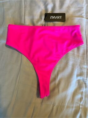 Zmart Women’s High-Cut Bikini Bottoms/thongs in Hot Pink